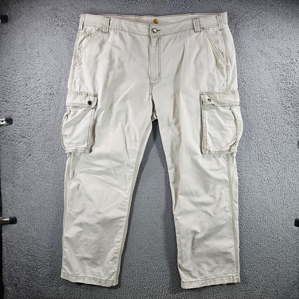 Carhartt Mens Relaxed Straight Cargo Pants Tan Canvas Work Wear 42x30